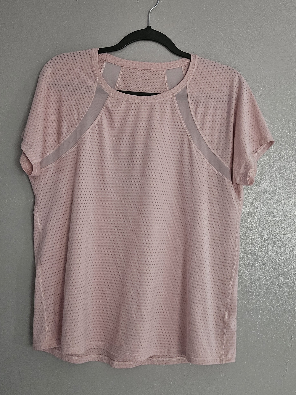 Athleta Light Pink Short-Sleeve Mesh Athletic Tee